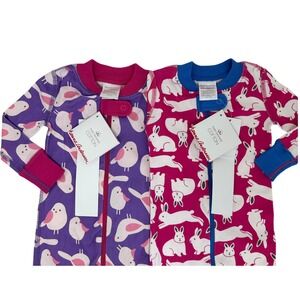 Hanna Andersson Set of 2 Pajamas Baby Girl 6-12M Purple Pink Cotton Bunny Easter
